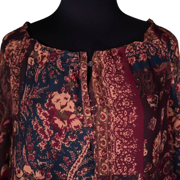 Chaps Ralph Lauren Women's Blouse Floral Paisley Patchwork Peasant Boho Top PL - Picture 4 of 8